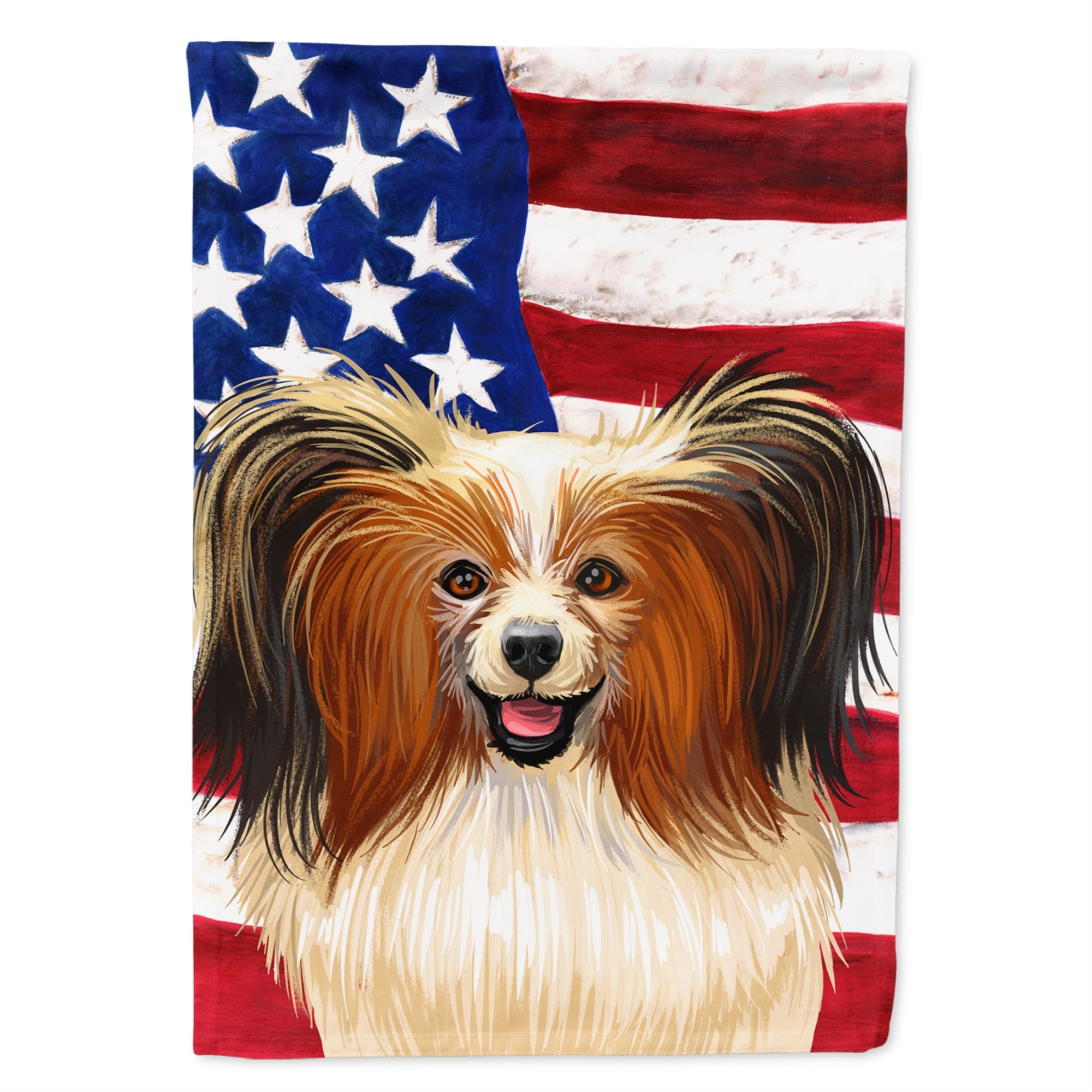 Phalene Dog American Flag Flag Garden Size